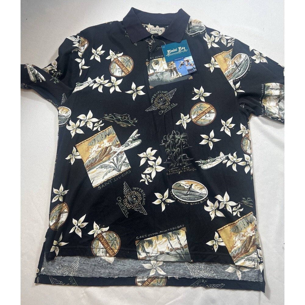 Bimini Bay Short Sleeve Shirt Size Large Jamaica  Flowers